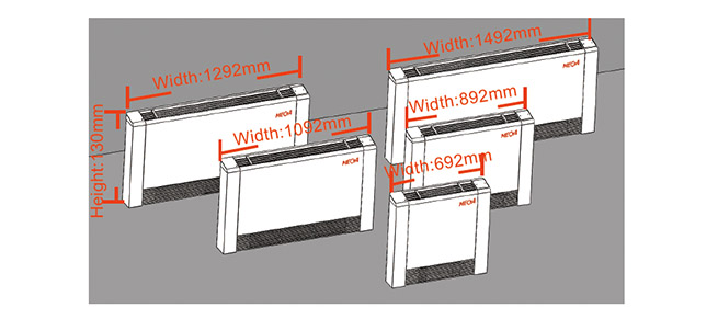fan coil width