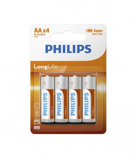 PHILIPS Baterija AA R6 R6L4B/10 1,5V 4/1 LONGLIFE