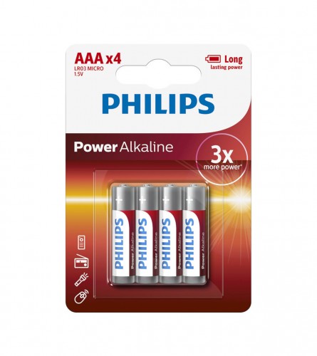 PHILIPS Baterija alkalna AAA LR03 1,5V 4/1 POWER LIFE