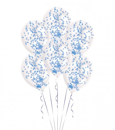 AMSCAN Balon prozirni plavi konfeti 27,5cm 9903278