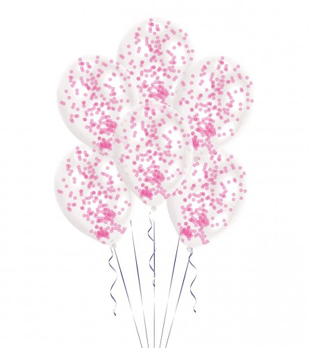 AMSCAN Balon prozirni rozi konfeti 27,5cm 9903279