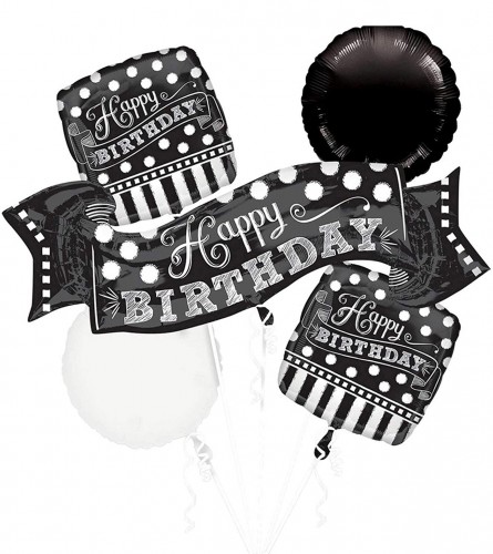 AMSCAN Baloni set crno-bijeli HAPPY BIRTHDAY 3093501