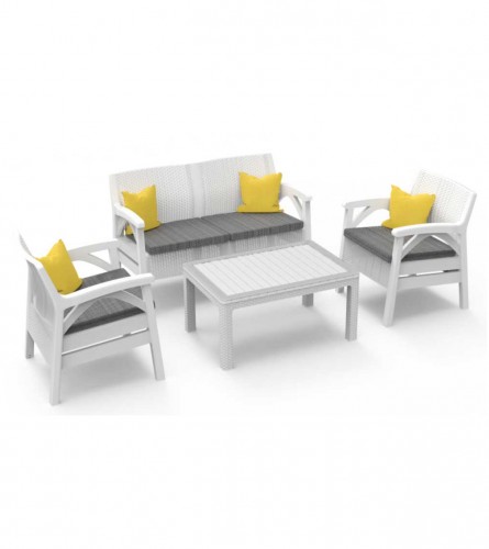VIOLET Set sto + 2 stolice + sofa sa podmetačima Santana Rattan 0139