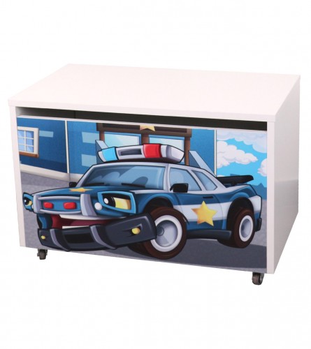 HAPPY KITTY Kutija za igračke drvena 70x40x40cm Policijsko auto