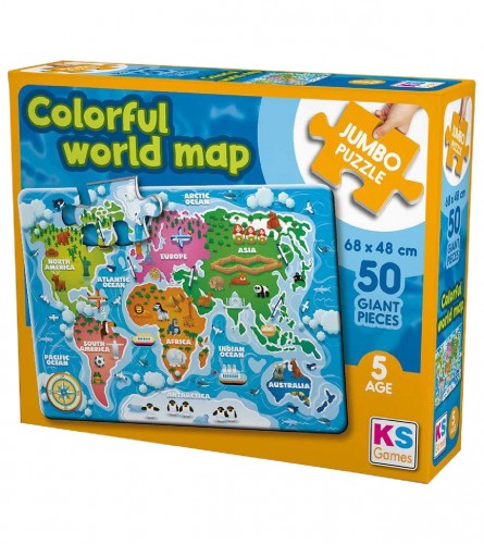 KS GAMES Igračka puzzle jumbo Mapa svijeta JP31015 68x48cm 50 dijelova