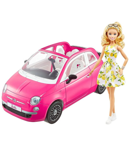 MATTEL Igračka lutka Barbie i njen auto Fiat pink GXR57