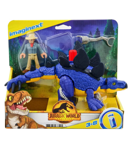 FISHER PRICE Igračka dinosaurus stegosaurus i Dr. Grant Jurassic world MATTEL 406002