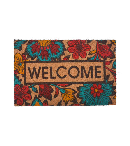 MASTER Otirač za noge PVC Kokos-throwback floral Welcome 45x75x1,5cm