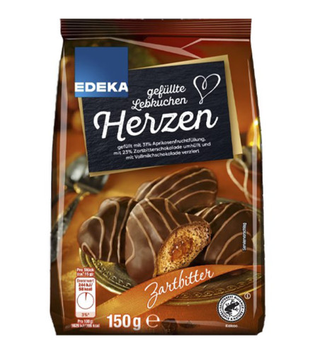 EDEKA Medeno srce punjeno kajsijom preliveno čokoladom 150g