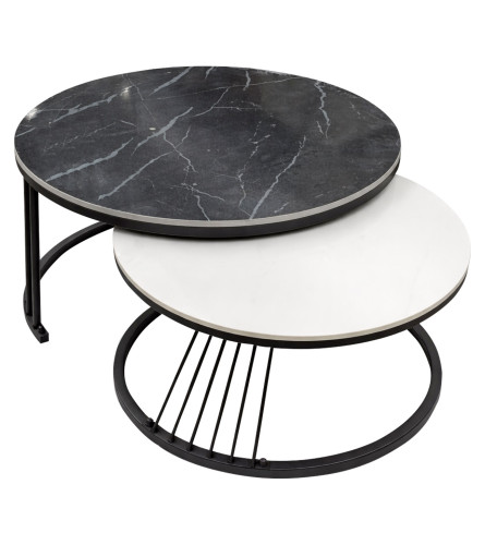 MASTER Stolovi okrugli dekorativni set 2/1 670-BK Crni/Mramor