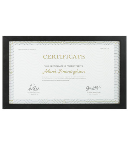 MASTER Okvir za certifikate MDF 47x26cm M0016 crni