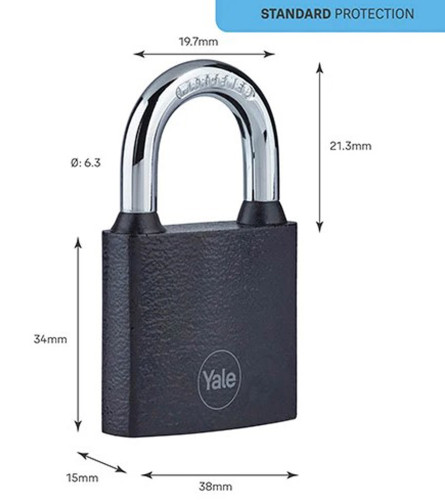 YALE Katanac čelični 38mm Y111B/38/121/1 crni