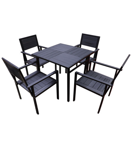 MASTER Set sto+4 stolice METAL+PVC crni WS-002