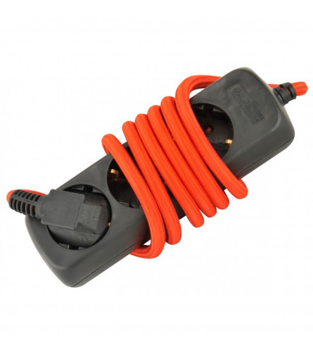 UNITEC Kabal produžni platneni 3 izlaza 16A 250V 1.4m crveno-crni