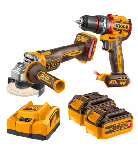 INGCO TOOLS Bu&scaron;ilica i brusilica AKU 2x4.0Ah s punjačem 66nm u kutiji CKLI20256E