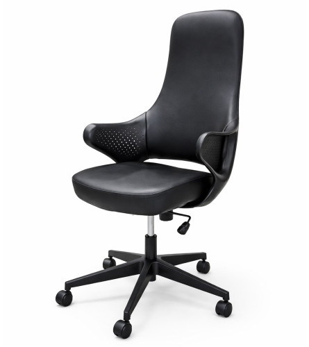 MASTER Stolica kancelarijska kožna 63x63x119,5-129cm CX1898H crna