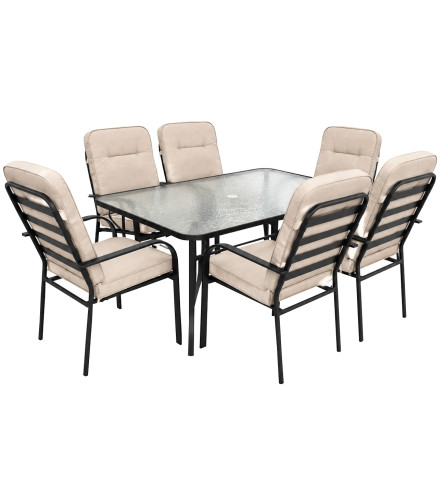 MASTER Set sto + 6 stolica metal s bež podmetačima WMGT-017A