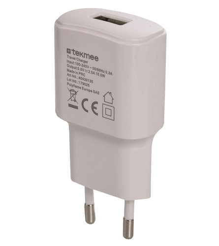 TEKMEE Punjač 2A 1X USB bijeli
