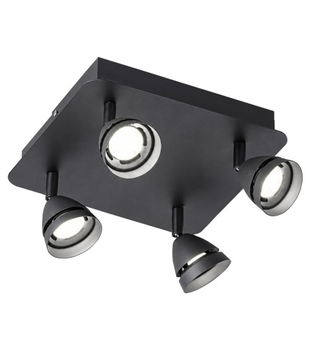 TRIO Lampa LED Spot Gemini 4x3W 25x25cm 850010432 crna mat